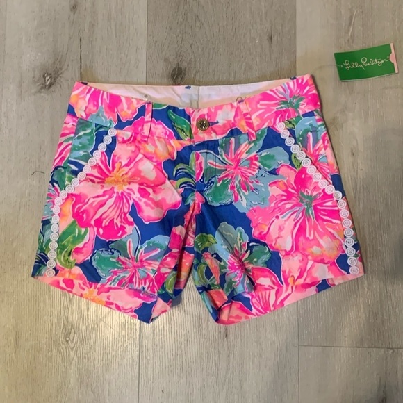 Lilly Pulitzer Callahan Shorts Beckon Blue Jungle Utopia Floral Print Size 00‎ - Picture 1 of 12